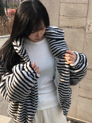 Half Stripe Teddy Fleece