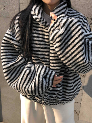 Half Stripe Teddy Fleece