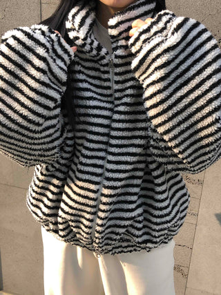 Half Stripe Teddy Fleece
