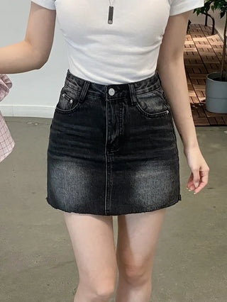 Hupi Washed Denim Mini Skirt