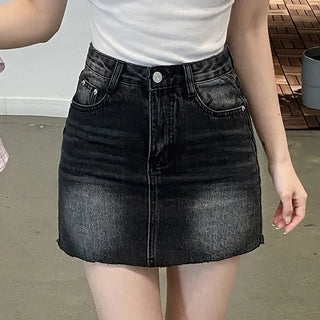 Hupi Washed Denim Mini Skirt