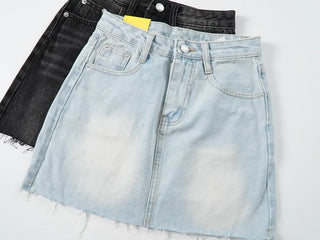 Hupi Washed Denim Mini Skirt