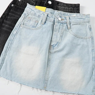Hupi Washed Denim Mini Skirt