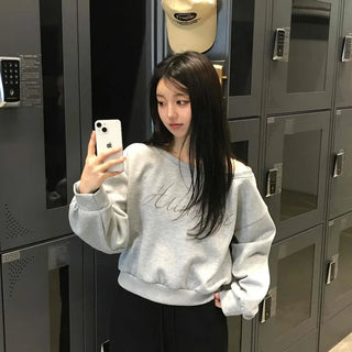 Signature Lettering One-Shoulder Sweatshirt
