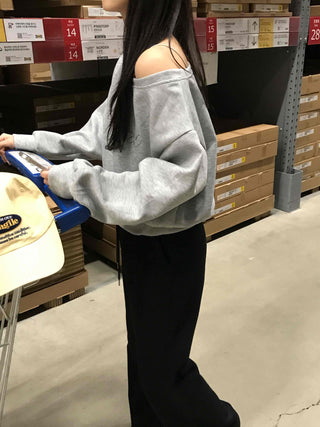 Signature Lettering One-Shoulder Sweatshirt