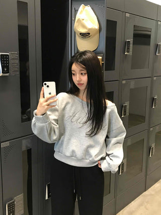 Signature Lettering One-Shoulder Sweatshirt