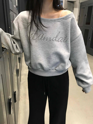 Signature Lettering One-Shoulder Sweatshirt