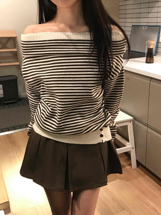 Striped Off-Knit Tee