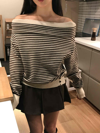 Striped Off-Knit Tee
