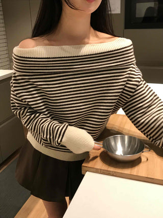 Striped Off-Knit Tee