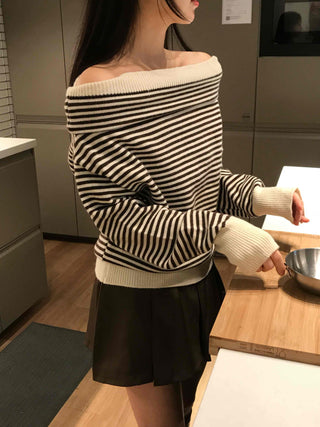 Striped Off-Knit Tee