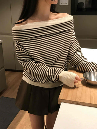 Striped Off-Knit Tee