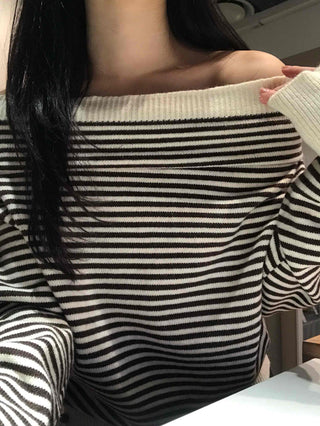 Striped Off-Knit Tee