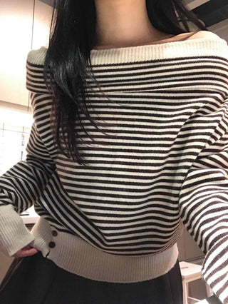 Striped Off-Knit Tee