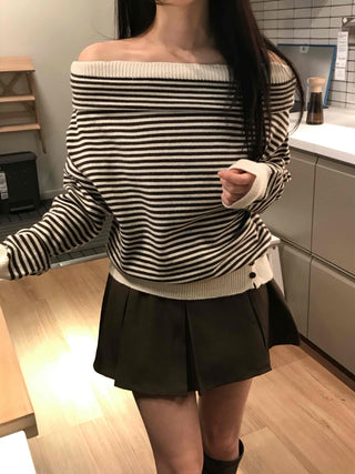 Striped Off-Knit Tee