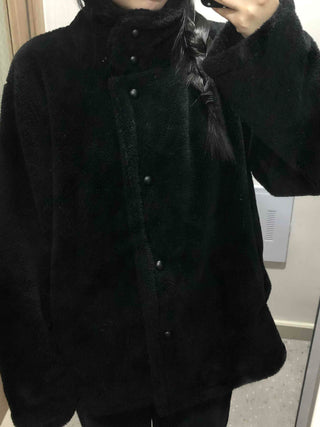 Fluffy High-Neck Short Coat