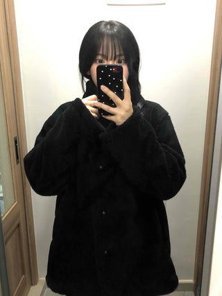 Fluffy High-Neck Short Coat
