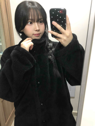 Fluffy High-Neck Short Coat