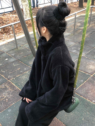 Fluffy High-Neck Short Coat
