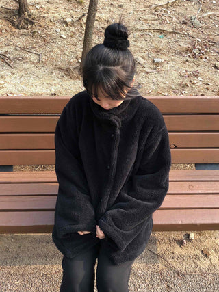 Fluffy High-Neck Short Coat