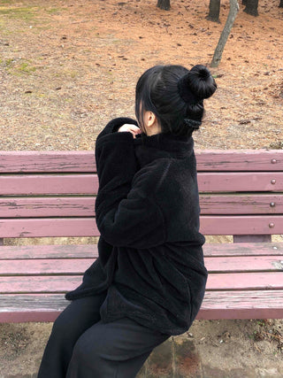 Fluffy High-Neck Short Coat