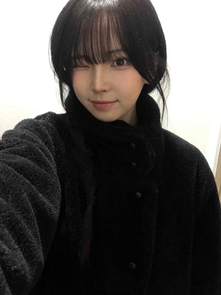 Fluffy High-Neck Short Coat