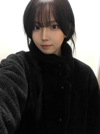 Fluffy High-Neck Short Coat