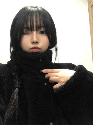 Fluffy High-Neck Short Coat