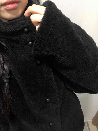 Fluffy High-Neck Short Coat