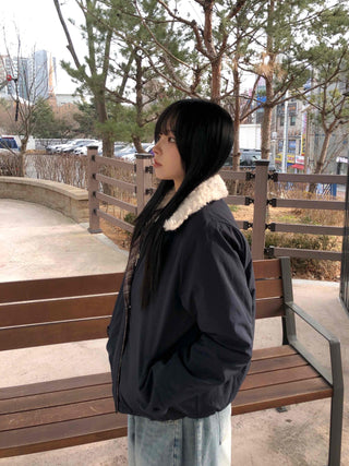 Check Color Block Sherpa Jacket