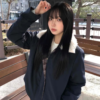 Check Color Block Sherpa Jacket