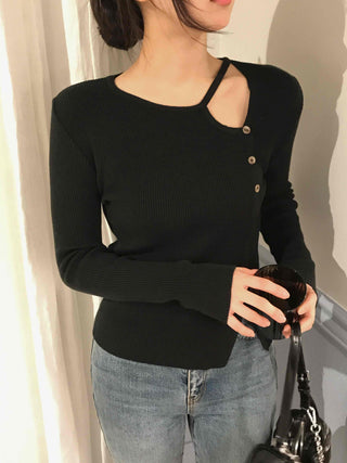 Feminine Slit Slim Ribbed Knit