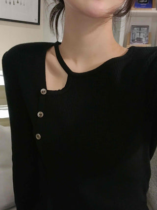 Feminine Slit Slim Ribbed Knit