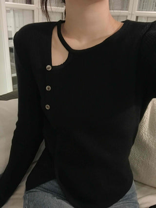 Feminine Slit Slim Ribbed Knit
