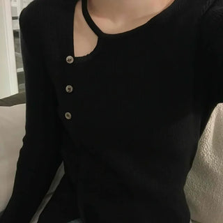 Feminine Slit Slim Ribbed Knit