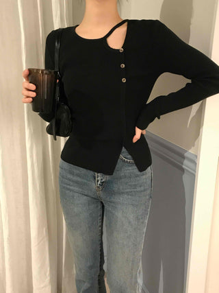 Feminine Slit Slim Ribbed Knit