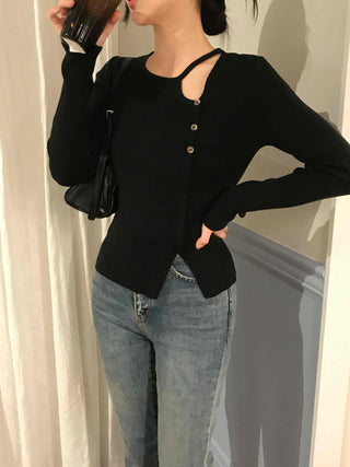 Feminine Slit Slim Ribbed Knit