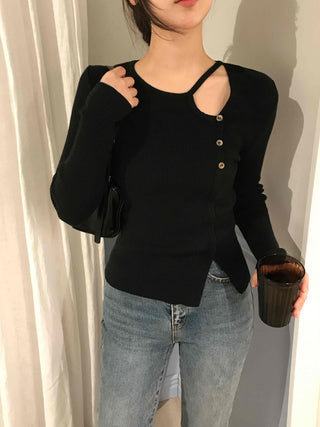 Feminine Slit Slim Ribbed Knit