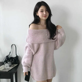 Feminine Folded Off-Knit