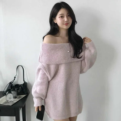 Feminine Folded Off-Knit