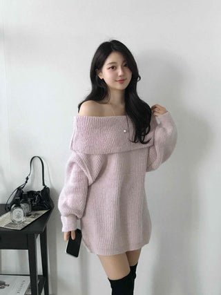 Feminine Folded Off-Knit