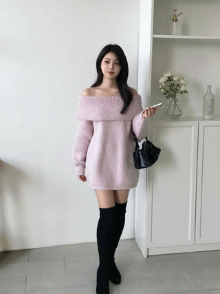 Feminine Folded Off-Knit