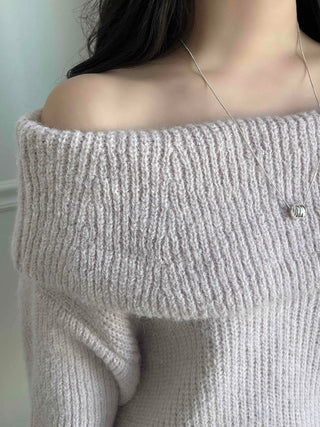 Feminine Folded Off-Knit