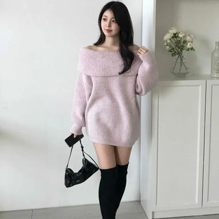 Feminine Folded Off-Knit