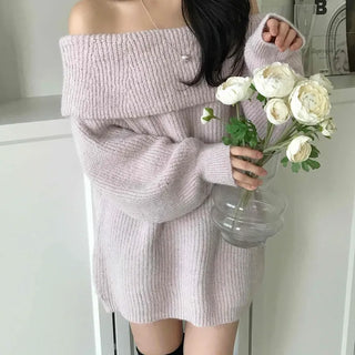 Feminine Folded Off-Knit