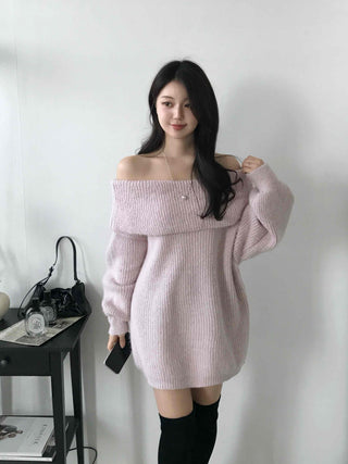 Feminine Folded Off-Knit