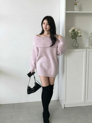 Feminine Folded Off-Knit