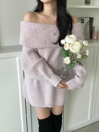 Feminine Folded Off-Knit