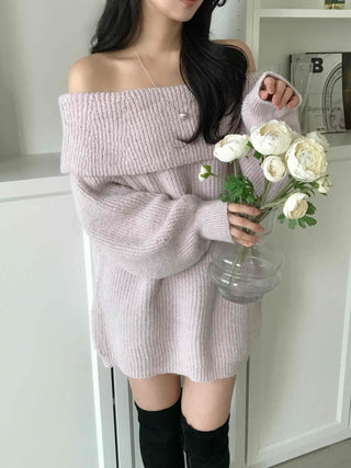 Feminine Folded Off-Knit