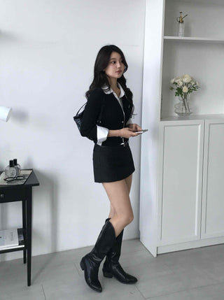 Front Slit Mini Skirt Pants